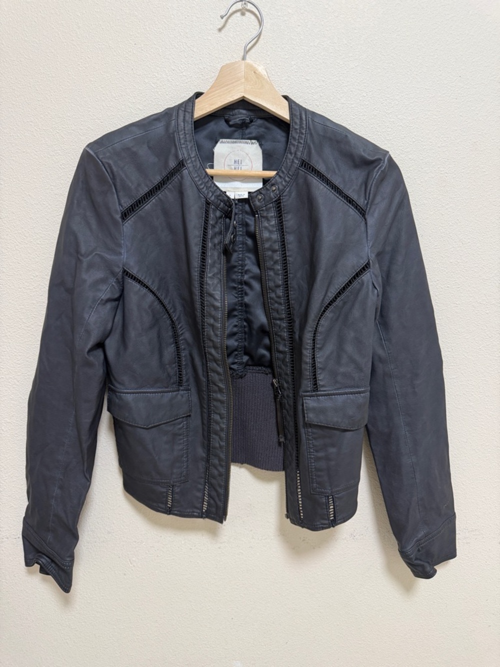 Women's Black Leather Zip-Front Jacket